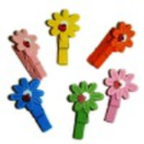 Flower Shape Wooden Clips