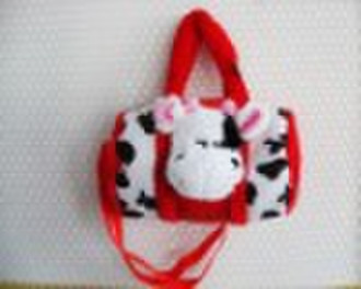 cow face plush shoulder bag handbag