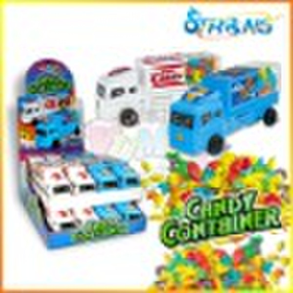 Container truck with pull back function toy in can