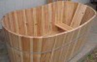 wooden bathtub
