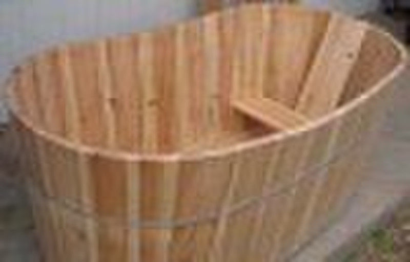 wooden bathtub