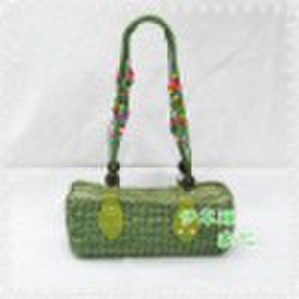 Color Wooden bead straw bag