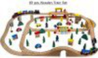 Wooden toy 89pcs wooden rail-way train set