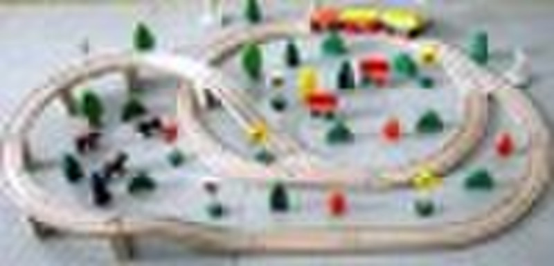 Wooden toy 70pcs wooden rail-way train set