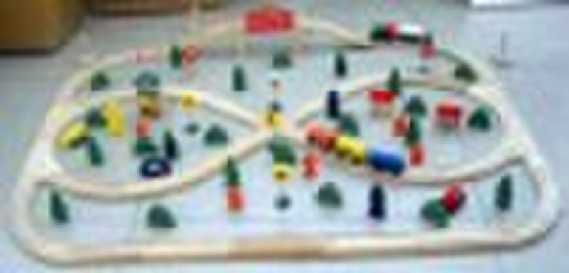 Wooden toy 100pcs wooden rail-way train set