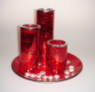 set of glass t-lite holder with glass beads