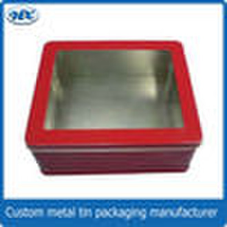 Rectangular tin box with window