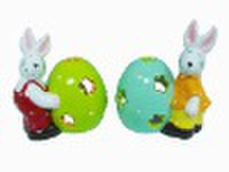 14CMH CERAMIC RABBIT WITH EGG FOR T-LIGHT