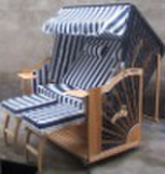 wicker roofed beach chair