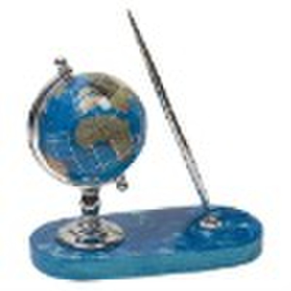 White colour Gemstone Globe with Pen set