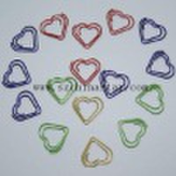 Shiny PET coated heart shape paper clip