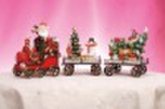 Polyresin Christmas 3pc Santa train set, 14.60&quo