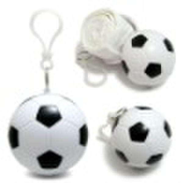 Disposable football poncho ball with keyring