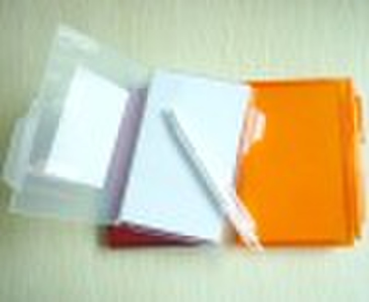 Plastic note book with pen