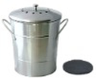 Brushed stainless steel compost pail