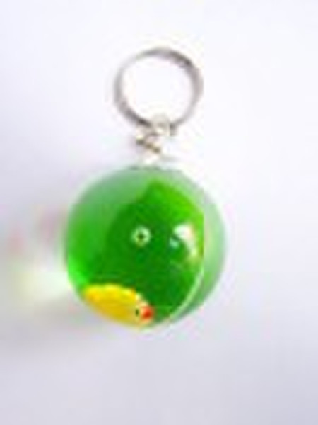 round liquid keychain