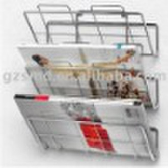 Three-Tier Wall Mount Chrome Wire Magazine Rack