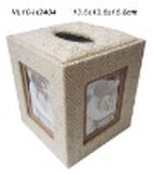 WOODEN TISSUE BOX COVERED WITH FABRIC