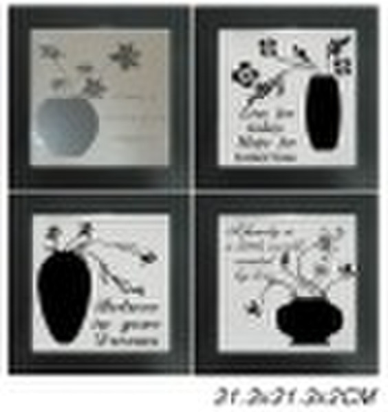 Wooden Wall Mirror in flower vase design 4 asstd