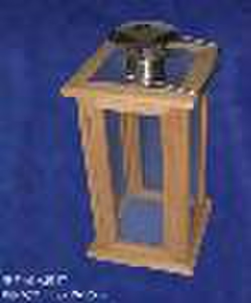 wood Lantern W/stainless tin top