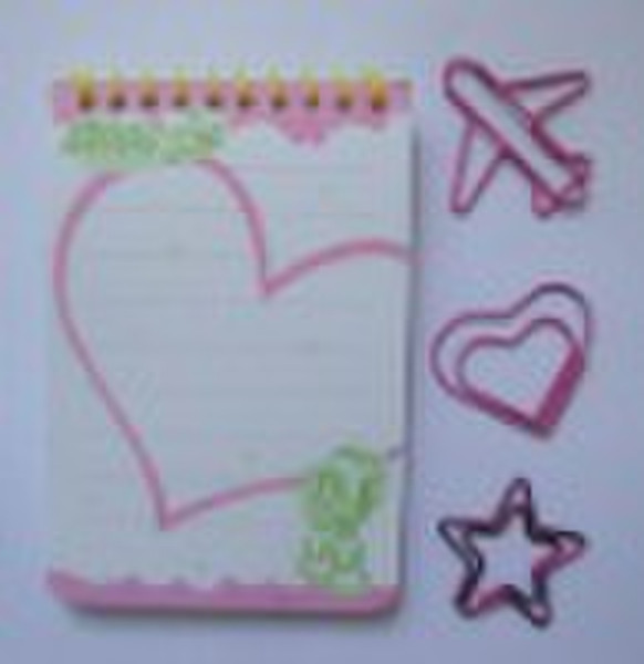 2011 Cute Mini Spiral Notebbook with Paper Clips S