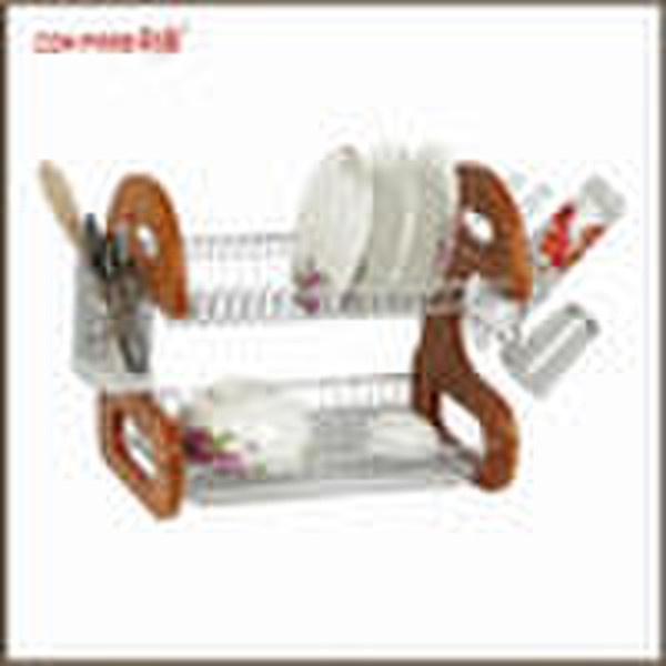 Folding wooden dish rack