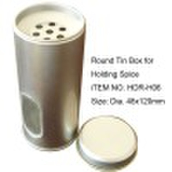 round tin box, spice tin, metal box, tin can