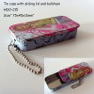 sliding tin case with ball chain