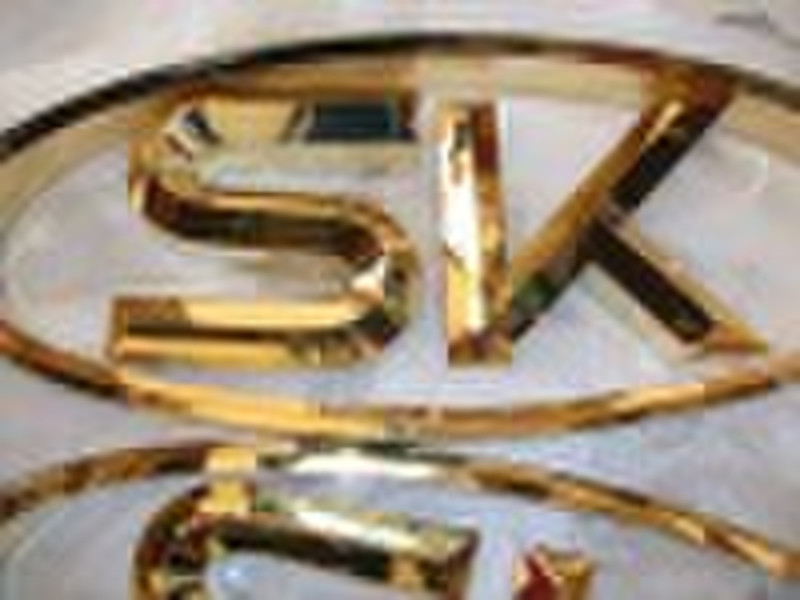 3D gold metal sign