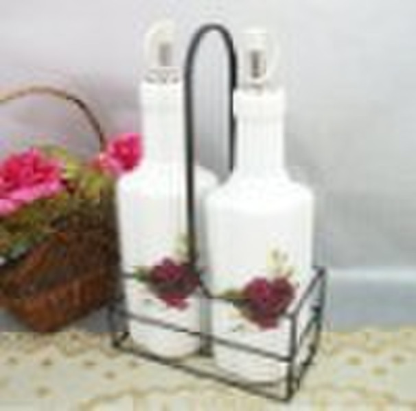 ceramic oil bottle with holder
