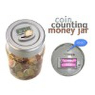 Digital coin counting money jar