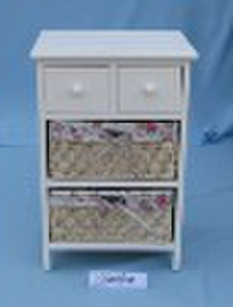 wood frame cabinet willow basket