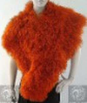 Orange Luxuriös Curly Lange tibetischen Fur Wrap appar