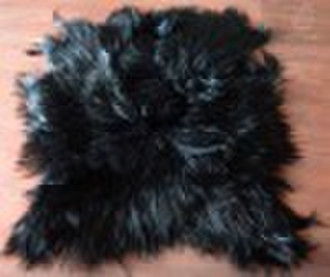 Jet Black Long Straight Goat Pelt