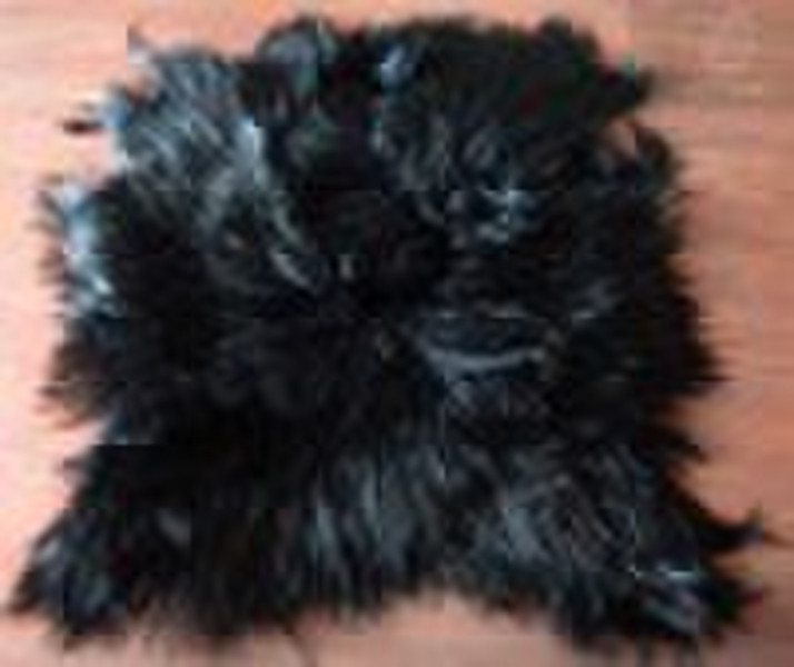 Jet Black Long Straight Goat Pelt