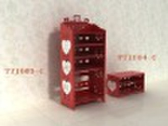 red aluminium alloy shoe rack and stool &heart