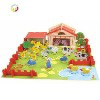 Wooden puzzle farm, educational toy