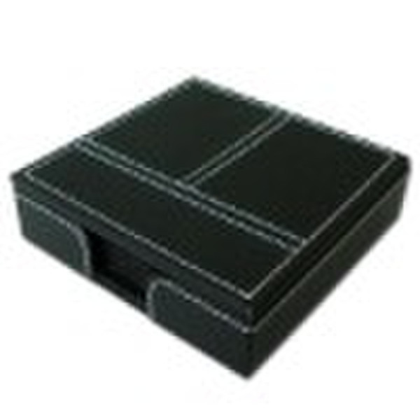 Black PU Coaster Set of 4 with Holder
