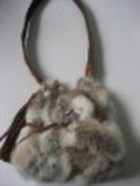 Rabbit fur bag,fashion leather handbag