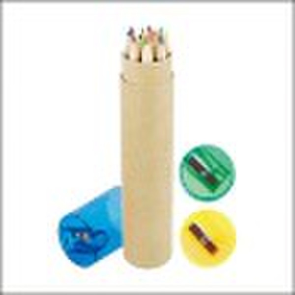 Natural colored pencil, paper tubecase with sharpe