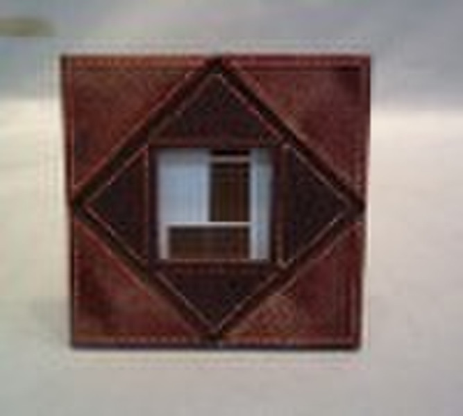 Faux leather photo frame