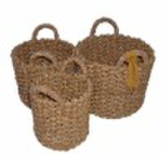 rush round storage basket with handles