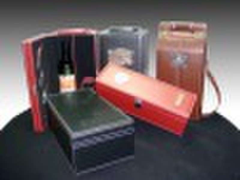 red leather wine box