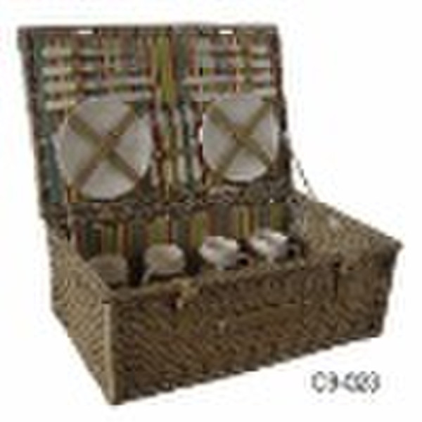 Grey Golor Wicker Picnic Bakset