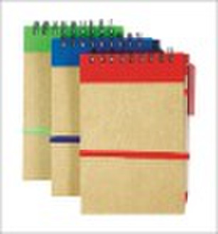 recyclable notebook with pen