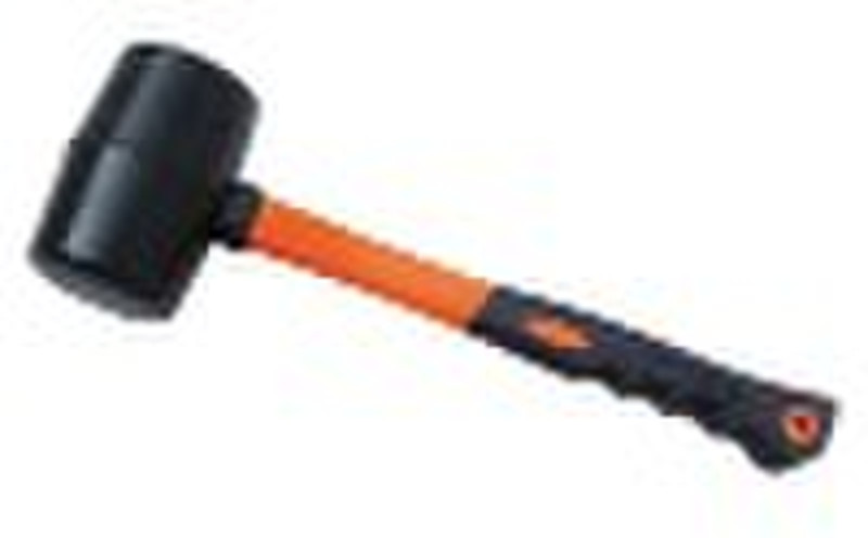 Rubber hammer with double color plastic handle