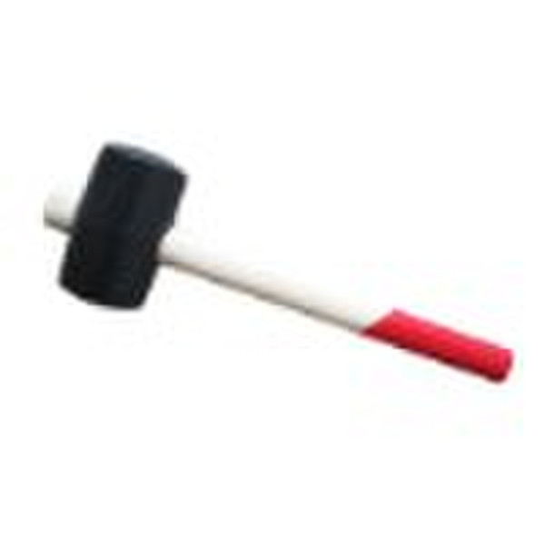 Rubber hammer with bleached wooden handle red pain