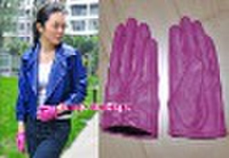 Wholesale Dark Pink Ladies Small Bow Leather Glove