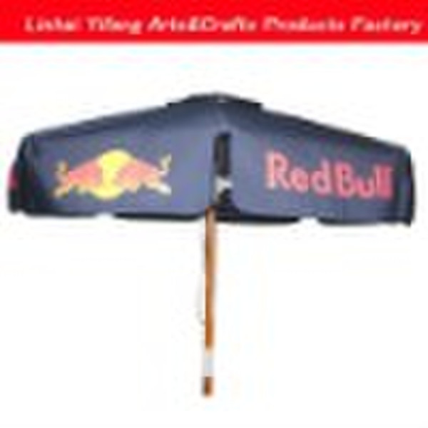 Wooden Deluxe Umbrella Mit "Red Bull" L