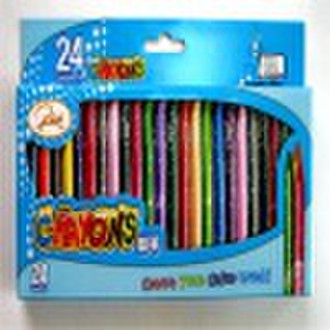 24 color crayon set with plastic tray